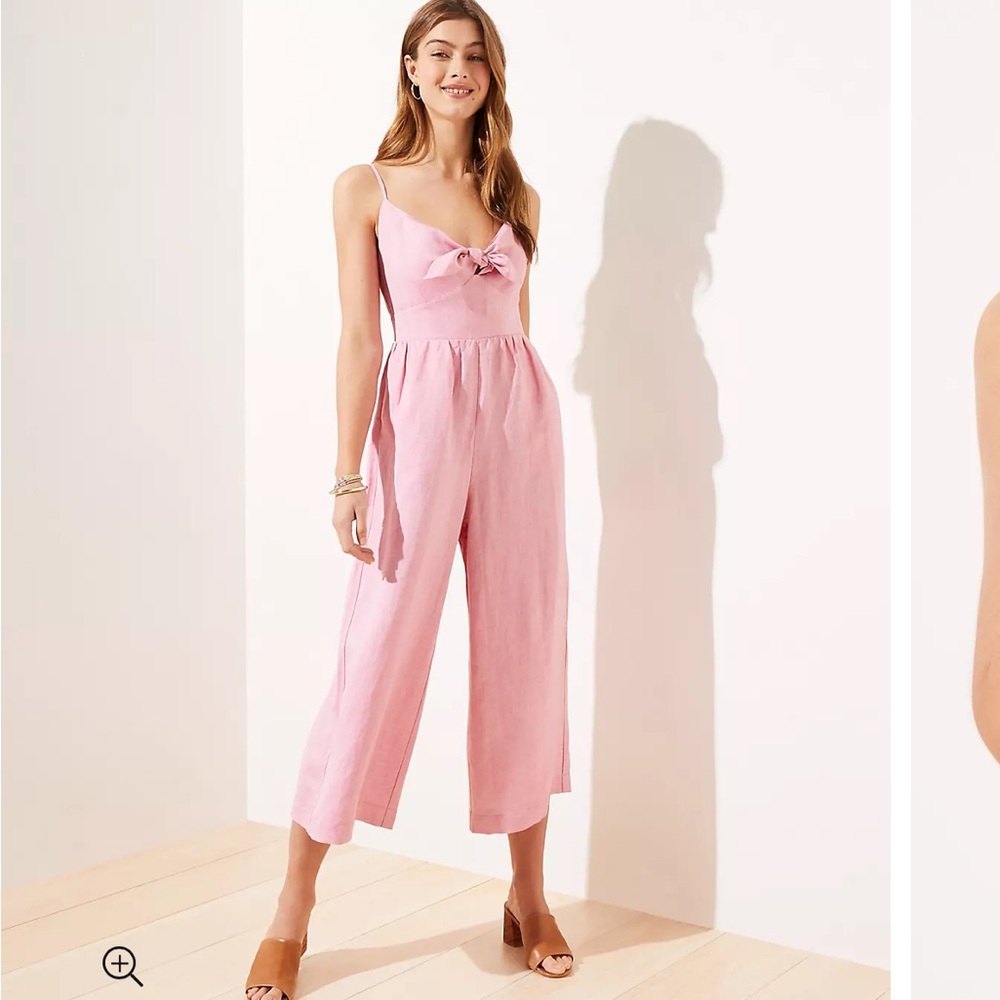 Loft Tie front linen jumpsuit